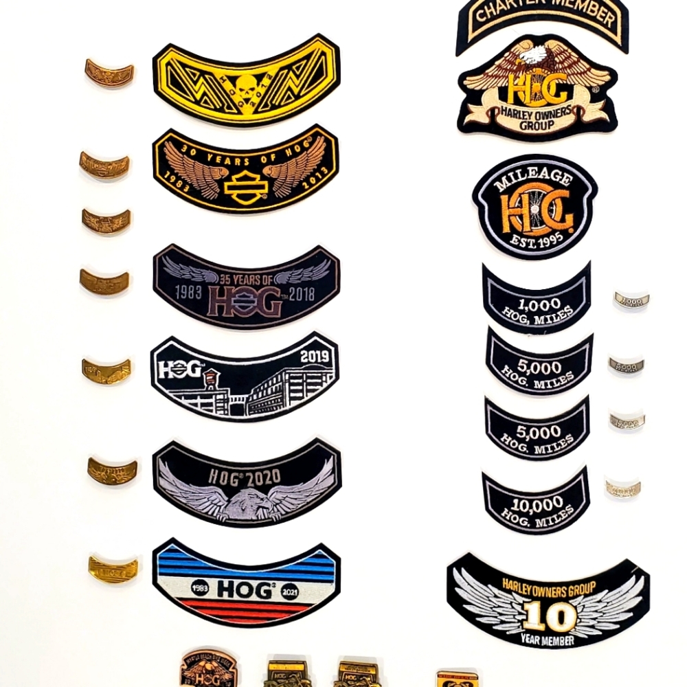Harley Davidson H.O.G. Patches and Pins / entire lot